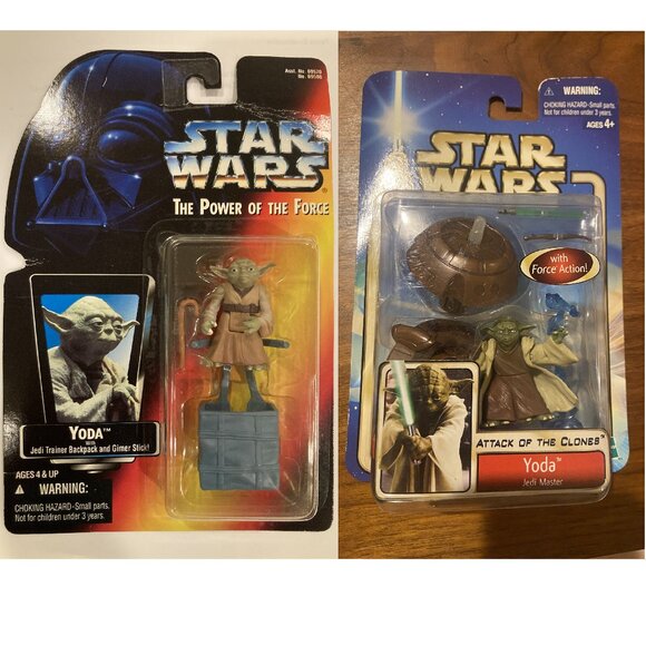 Star Wars Power of the Force and Attack of The Clones Yoda Action Figures - Picture 1 of 5